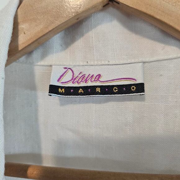 Vintage Blazer Women Size 16 White 80s Fitted Glam Rock Preppy Going Out Neutral - Picture 6 of 10